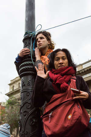 MELBOURNE/AUSTRALIA - 30 JULY , 2016: Protesters rally against the torture and detention of indigious childtren in the Northern Territory. The rally was held outside the State Library.のeditorial素材