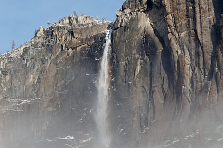 Yosemite Falls with snow, California, Yosemite National Park, Taken 11.16の写真素材