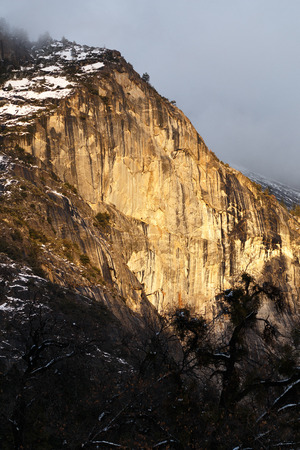Yosemite granite wall in golden light, California, Yosemite National Park, Taken 11.16の写真素材