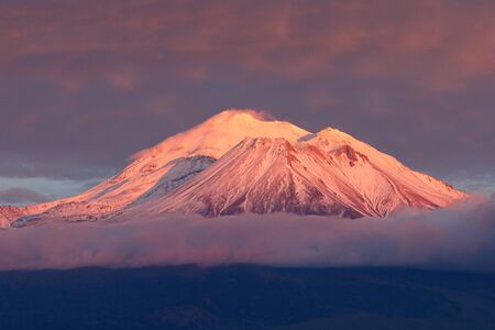 Mt Shasta with alpenglow, California, Weed, Mt Shasta, Taken 09.14の写真素材