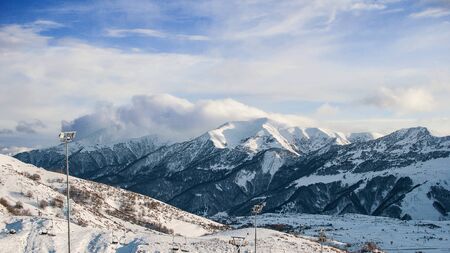 Stunning mountains, covered with white snowのeditorial素材