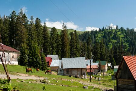 Beautiful landscape high in the mountainsの写真素材