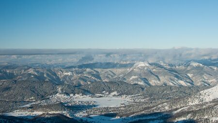 Winter landscape of the ski resort of Bakuriani, Georgia.の写真素材