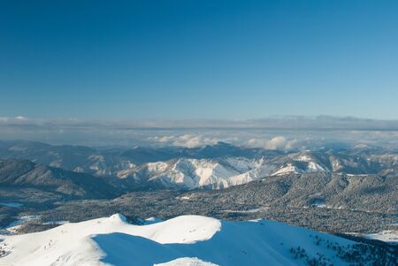 Winter landscape of the ski resort of Bakuriani, Georgia.の写真素材