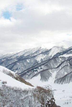 Winter landscape of the ski resort of Bakuriani, Georgia.の写真素材