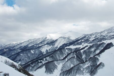 Winter landscape of the ski resort of Bakuriani, Georgia.の写真素材