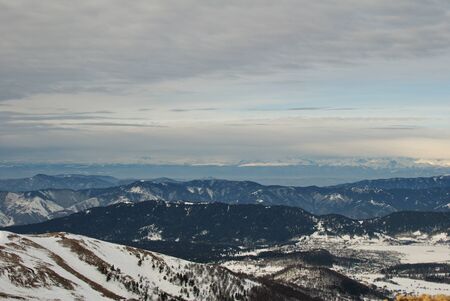 Winter landscape of the ski resort of Bakuriani, Georgia.の写真素材