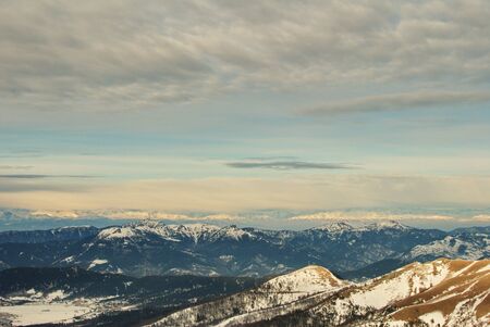 Winter landscape of the ski resort of Bakuriani, Georgia.の写真素材