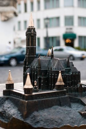 A machete of Matthias Church, in budapest, with transcription for blind peopleの写真素材