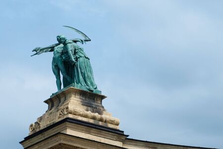 Statues and Architecture at Heros Square-Budapestの写真素材