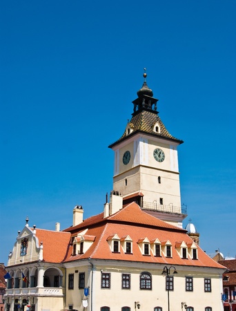 Old center of Brasov city. This building was City Hall in medieval age. の写真素材