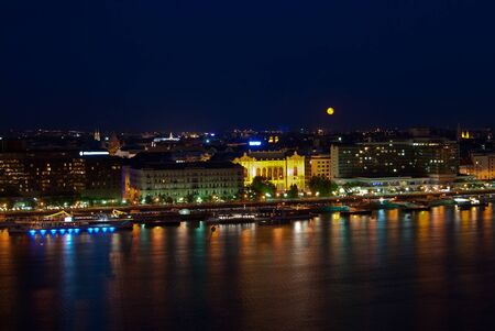 Landscape of Budapest in the nightの写真素材