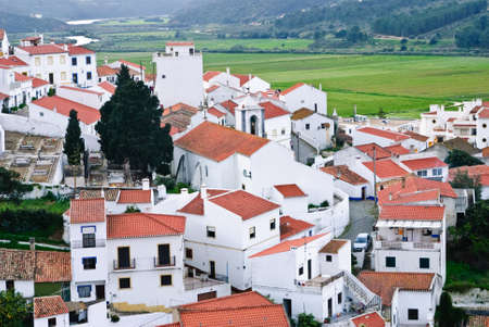 Landmark of Portugal - aerial view of a small cityの写真素材