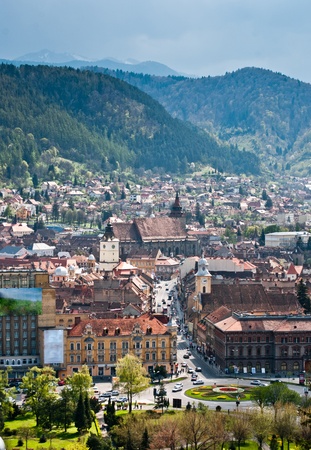 Brasov is a city in Romania and the capital of Brasov County, is the 8th largest Romanian city. Brasov is located in the central part of the country. It is surrounded by the Southern Carpathians, and is part of the Transylvania region.の写真素材