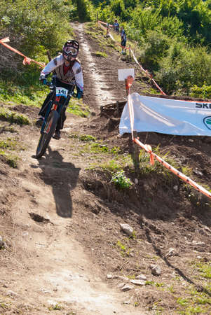 PlayBike - On The Rocks 10-12 September 2011, Bunloc, Brasov District, Romania, a downhill competition, part of modial campionshipのeditorial素材