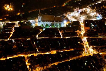Night view of Brasov, from Tampaの写真素材