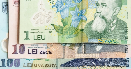 Abstract closeup of romanian curency Leuの写真素材