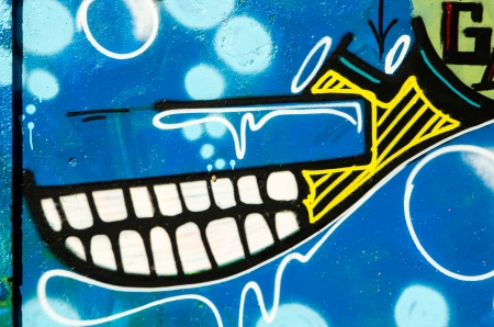 Painted wall, segment of an urban grafitti - detailの写真素材