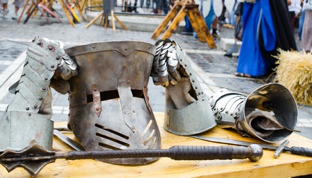 Medieval armor and weapons at Medieval festival from Brasov cityの写真素材
