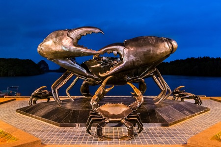 Statue of crabs in Krabi, symbol of town, Thailand の写真素材