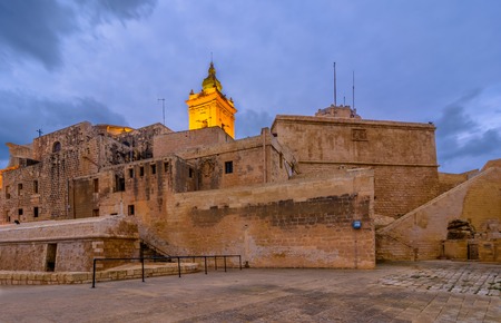 Sunset over the Citadel fortres on island Gozo,Malta island.