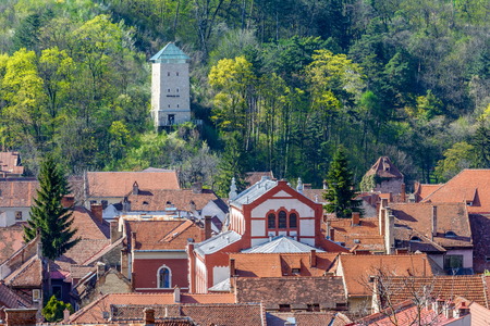 The black tower(romanian Turnul negru) was built in 1494 on a rock on Starja Hill, near the Blacksmiths\' bastion.の写真素材