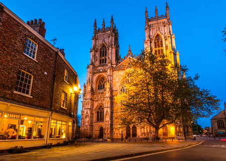 York Minster in the evening; is the cathedral of York, England, and is one of the largest of its kind in Northern Europeの写真素材