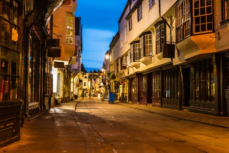 Old street view in York, England in the evening.の写真素材