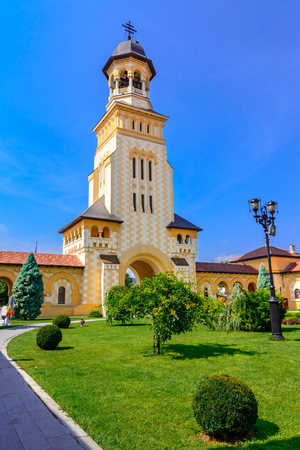 Belltower of The Archiepiscopal Cathedral, Alba Iulia,Alba-Romaniaの写真素材