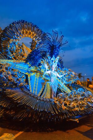 Santa Cruz de Tenerife, Spain, Canary Islands - February 13, 2018: Carnival dancers on the parade at Carnaval Santa Cruz de Tenerifeのeditorial素材