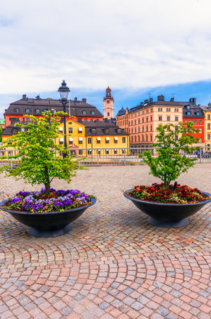 Stockholm, Sweden: Sunrise view of Gamla Stan waterfront cityscape, Scandinaviaの写真素材