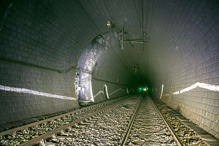 Bujanovsky tunel/Bujanov tunnel between Margecany and Ruzin near Kosice in Slovakia. Old double-track tunnel with ventilator shaftの写真素材