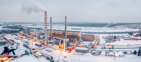 Coal power plant in winter produces electricity and heating for east bohemia households. Industrial landscape.の写真素材