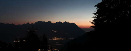 alpine landscape at nightfallの写真素材