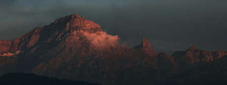mountain peak in sunset light