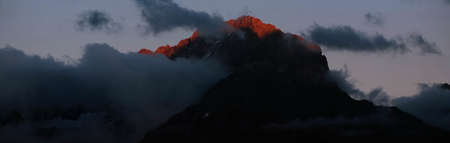 mountain peak in sunset light
