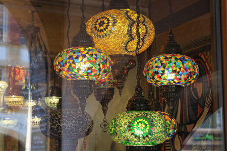 lamps on display in a shopの写真素材
