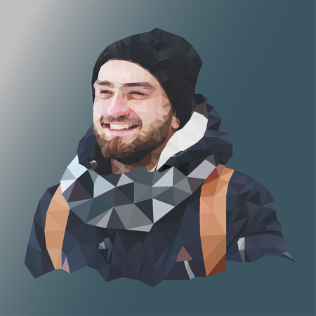 Illustration portrait men. Basic element polygonal and trinagulary. The art low poly.のイラスト素材