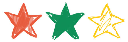 illustration: christmas stars in doodle style isolated on whiteの写真素材