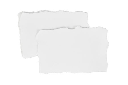 white torn paper with soft shadows isolated on whiteの写真素材