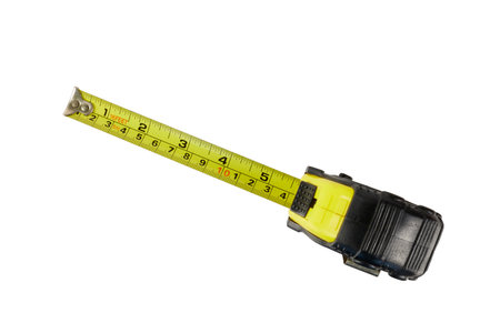 measuring tape isolated on whiteの写真素材