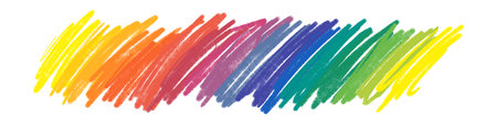 illustration: hand drawn rainbow colored pencil scribbling in colorful gradient texture isolated on whiteの写真素材
