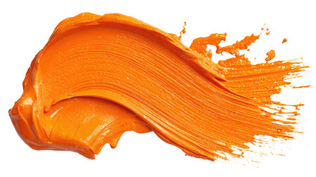 orange paint stroke isolated on whiteの素材