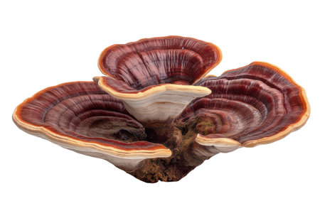 reishi mushroom or Ganoderma lucidum isolated on whiteの素材