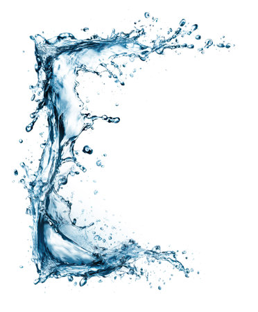 fresh water splash rectangular corner isolatedの素材