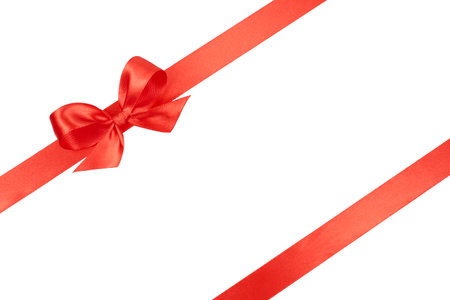 red ribbon bow isolatedの写真素材