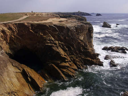  	france morbihan quiberon peninsula cote sauvage presqu'ile savage coast pointe de perchoの写真素材