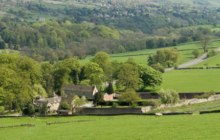 farmland valley landscape peak district derbyshire england ukの写真素材