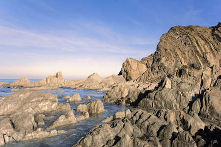 devon coast lee bay england ukの写真素材