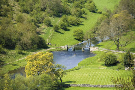 river valley england derbyshire peak district national parkの写真素材